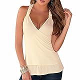 Fashion Lace Splice New Sexy Back T Shirt Vest Women Stitching Lace Halter