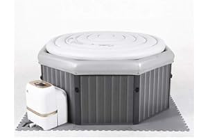 SHATCHI Tuscany Premium 5-6 Bathers Bubble Spa Portable Inflatable Quick Heating Hot Tub, Metallic Silver