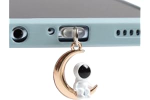pulunto Staubschutzstecker mit süßem Astronauten-Anhänger, Anti-Staub-Stecker für iPhone-Ladeanschluss