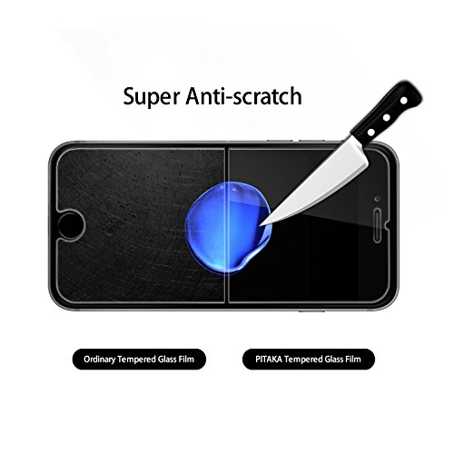 PITAKA Glas Schutzfolie für Apple iPhone 7 Plus(5,5 Zoll), 9H Hardness Tempered Glass,Ultradünn Ultra-Klar Anti-Kratz-Screen Protector - 6