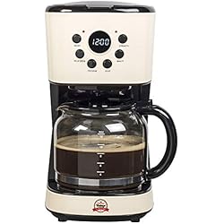 Bestron Cafetière vintage, Programmable, 12 Tasses, 900 W, Crème/Noire