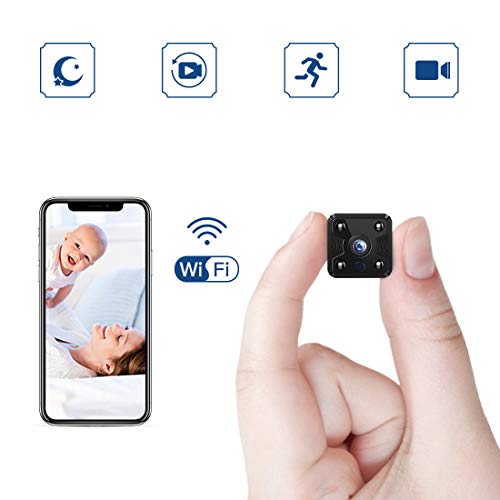 FREDI Mini Caméra Espion, Caméra Portable Surveillance Caméra avec Vision Nocturne/Détection de Mouvement/Enregistrement en Boucle Support Magnétique Flexible pour la Maison et Le Bureau