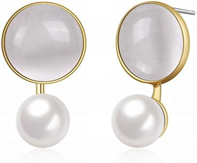 JJHVUGI Fashion Trend Jewelry / Ladies / Anti-allergic / Pearl Earrings / Crystal Transparent / Small and Exquisite / Zirconia Made,A
