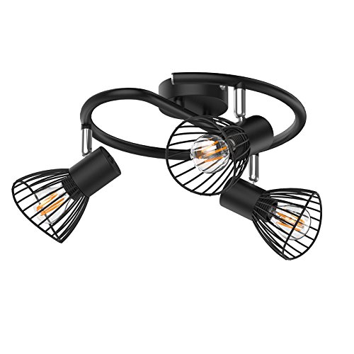 Uchrolls Foco LED para techo I 3 vías redondos lamparas de techo led I Luz de techo I Orientable y giratoria, (incluye 3X4W bombillas LED E14)