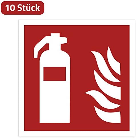 Fire Extinguisher Label (Pack of 10) – Fire Extinguisher Sticker Pre-Scored for Interior &amp; Exterior with UV Protection, Weatherproof