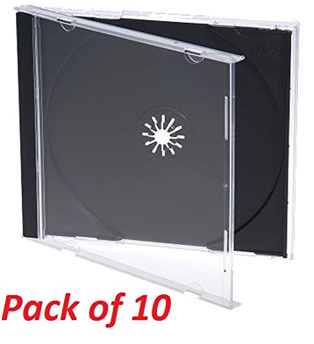 Masterstor CD- / DVD-Hüllen, 10,4 mm, für einzelne CD, mit schwarzem Rücken, sehr stabil und vielseitig, Qualitätsprodukt, 10 Stück