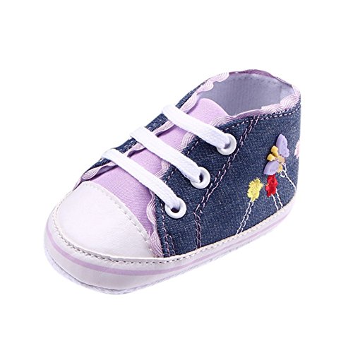 EXIU Baby Girl Boy Canvas Lace Shoes Anti Slip Soft Sole Prewalker Shoes 0-12M