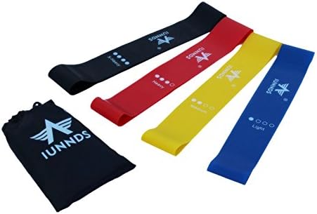 IUNNDS Resistance Loop Bands - Set of 4 Exercise Bands for Improving Mobility and Strength, Yoga, Pilates or for Injury Rehabilitation - Suitable for Women and Men - Made From Natural Latex Material