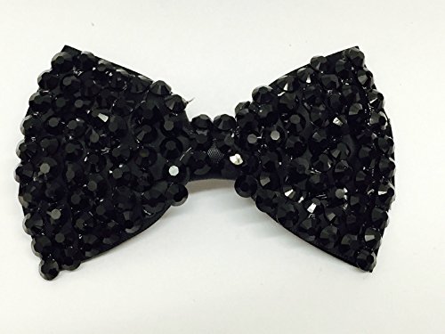 SystemsEleven Girl Ladies Fashion Shining Brand New Diamante Crystal Bow Hair Clip Size Medium (Black)