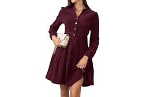 Alaster Queen Damen Herbstkleid Herbst Winter Kleid Langarm Volant Blusenkleid Damen Strickkleid Mit Taschen V-Ausschnitt Knielang Kleid Festlich Elegant Autumn Dress