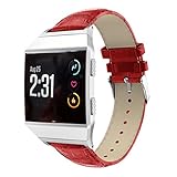OverDose für Fitbit Ionic Lederarmband Echtes Leder Zubehör Band Armband Uhrarmband für Fitbit Ionic(140mm-205mm,Rot)