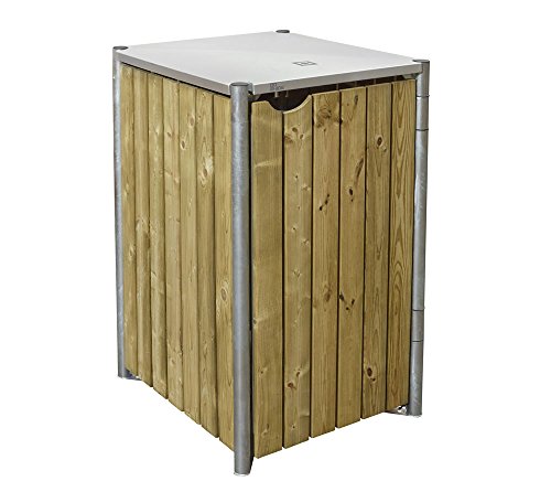 Hide Mülltonnenbox, Mülltonnenverkleidung, Gerätebox natur // 121x63x115 cm (BxTxH) // Aufbewahrungsbox für 2 Mülltonnen 140l Volumen - 4