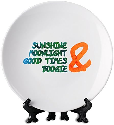 Sunshine, Moonlight &amp; Boogie Ampersand White Plate| Premium Ceramics-Personalized Dish| Print On Your Plate For Truly Unique Meal Times| Stylish Kitchenware By Hamerson