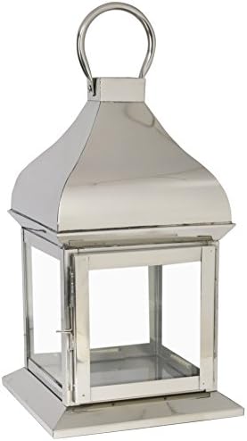 SKB Family Silver Glint Lantern gleaming classically modern Light accent candle tabletop Glass