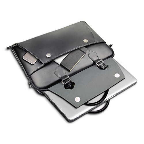 Arvok 15 15,6 Zoll PU Notebooktasche Laptoptasche Aktentasche Wasserfest Laptop Schutzhülle Mit Griff & Reißverschluss-Tasche/Ultrabook/ Netbook Tasche, Schwarz - 6