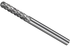 CoCud Tungsten Carbide Rotary Burrs File, 1/8" Shank 1/8" Dia, Double Cut Cylinder Shape Rotary Burrs Tool - (Applications: for Metal Carving)
