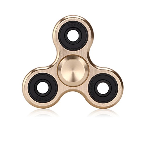 Metal Fidget Spinner Toy Ultra Durable Stainless Steel Bearing High Speed 3-5 Min Spins Precision Metal Material Hand spinner EDC ADHD Focus Anxiety Stress Relief Boredom Killing Time Toys (Metal-Gold)