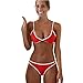 Price comparison product image Quistal Women Swimsuit Women's Sexy Brazilian Push Up Bikini Sets Two Piece Strapless Padded Swimsuit Summer Beach Beachwear Bathing Suit (Red, S)