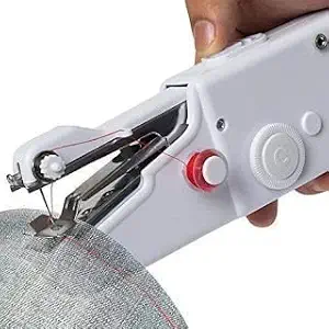 SANHITA Sewing Machine Electric Handheld Sewing Machine Mini Handy Stitch Portable Needlework Cordless Handmade DIY Tool Clothes Portable (White)