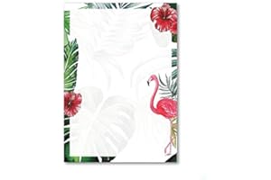YOUNIKAT Papier à lettres Flamingo - DV_209 - format A4 - 50 feuilles - Avec motifs rose et automne - Enveloppes non fournies - Pour invitation à l'anniversaire et à la Saint-Valentin