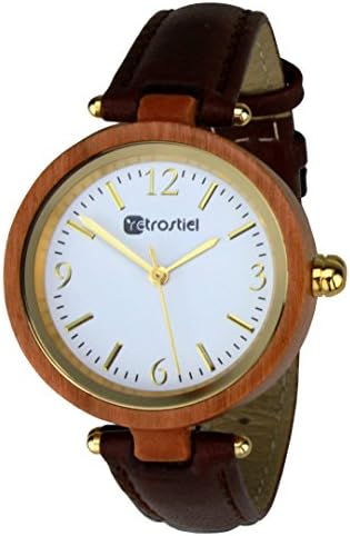 Wood Watch Made of Wood for Women Venezia Cherry Leather retrostiel
