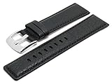 Meyhofer Uhrenarmband Modesto 24mm schwarz Leder genarbt abgenäht MyPlklb3012/24mm/schwarz