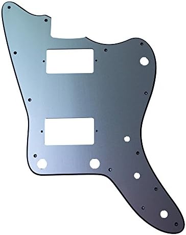 Xinyue Pickgaurd For Japan JM Guitar with PAF Humbucker No Rhythm Control On The Upper Horn … (2 Ply Silver Black)