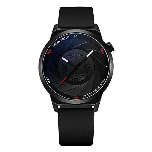 BREAK Reloj único para Hombres, Reloj de Cuarzo Resistente al Agua Serie de Fotógrafo, Reloj Analógico Negro para Ocasiones de Negocios Ocasionales, Reloj Deportivo Simple con Caja de Regalo