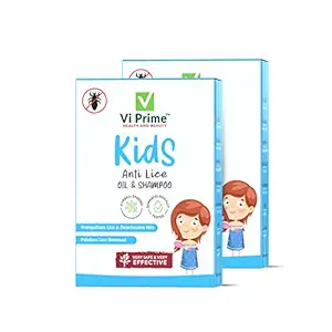 Vi Prime Health and Beauty Anti Lice Oil and Shampoo for Kids | Hypoallergenic | Dermatologically Tested | Hair Shield with Anti Lice and Anti Dandruff Treatment - 2 Pack