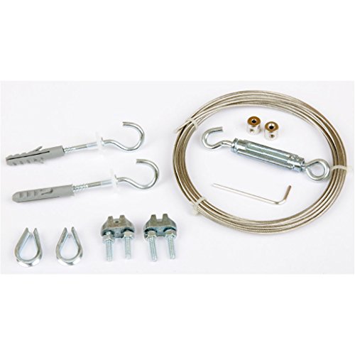 Seilspanngarnitur Niro- Drahtseil Wand, Decke, Wand zu Wand, ca. 5m, Befestigungssystem Gardinen Auswahl: Livorno silber – glanz - 2