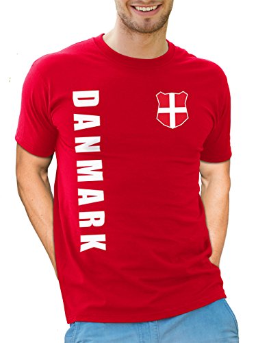AkyTEX Dänemark Danmark Herren Trikot Fanshirt T-Shirt WM 2018 Name Nummer (Rot, XXL)