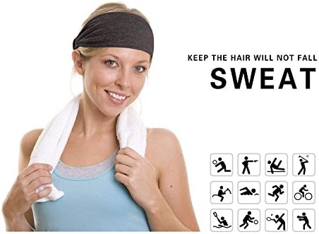 yoga fitness mens headband sports， joyking High elasticity Headband for Sports or Fashion， 9.6inch 100% High density fabric (Dark gray)