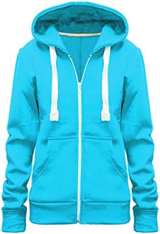 New Plus Size Hoodie Zip Zipper Hooded Jacket Coat Top Hoody Turquoise 2XL
