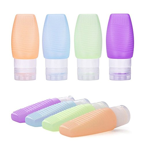 Schönes Leben* 4er Set Silikon Reiseflaschen mit Waschbrett Funktion Travel Bottles Leerflaschen für Shampoo, Creme, Spülung, Körperpflege - 5