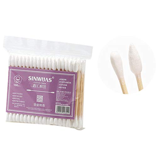 Scelet 100 Piezas hisopos de algodón Multiusos con Doble Punta de bastoncillos de algodón Seguro Altamente Absorbente e higiénico