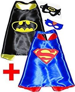 SquishyBean 2 sets Kids Cape and Masks BATMAN and SUPERMAN Costumes Super Hero Dress Up BATMAN and SUPER-MAN Costumes Avengers BATMAN and SUPER MAN fancy dress