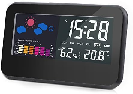 Digital Hygrometer Room Thermometer, ODLR Voice-Controlled Backlight Colorful Display Thermo-hygrometer With Alarm Clock to Monitor Temperature Humidity