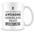 Behind The Glass - Awesome Aeroplane Pilot - Printed Funny Mug - Great Gift/Present Idea, Ceramic, 11fl.oz.