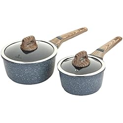 ROSSETTO Set de 2 Casserole 16cm + 20cm avec Couvercle Verre/INOX, Revêtement Anti-adhérent, Tous Feux Dont Induction (Set de Casserole 16cm+20cm)