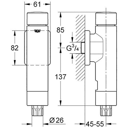 GROHE Druckspüler Rondo A.S. für WC 37347000 - 3