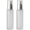 Jarbazaar [ SET OF 2 PCS 50ML Empty Glass Refillable Dispenser Pump Lotion Bottle White Frosted Bottle Dispenser Cosmetic Pump Lotion Bottle Containers For Skin Care Cream Liquid Essential