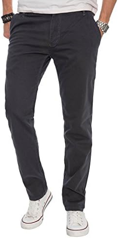 Alessandro Salvarini A. Salvarini Mens Designer Chino Pants Regular Fit Casual Trousers Straight Leg AS016 [AS016 - Anthrazit - W32 L34]