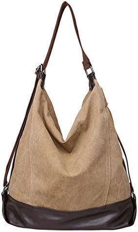 Fansela(TM) Womens Retro Travel Shopper Canvas Handbag/Shoulder Bag Light Brown