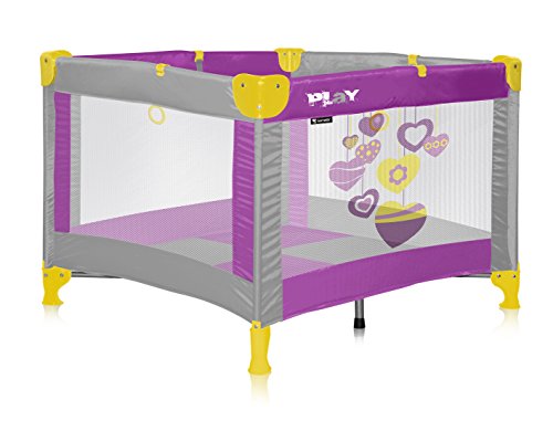 LORELLI PORTABLE BABY TRAVEL COT PLAY ROSE&GREY HEARTSnewborn foldable crib