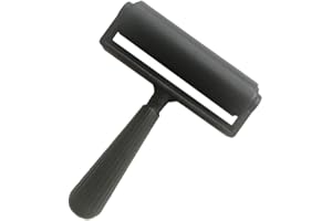 EXCEART 10cm Rubber Roller Brayer Soft Rubber Applicator Paint Brush Slab Roller for Arts Crafts Ink Printmaking Block Stamping Printing Applying Glue Wallpaper (Black)