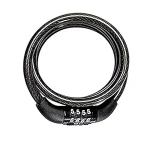 SRT STELO Coiled 4 Letters Number Combination Steel Cable Lock for Bike Bicycle Helmet Accessories - Color May Vary