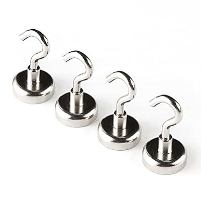 JLERU néodyme mur Crochets magnétiques en néodymes ultra forts et galvanisé Force d'attraction (15 lb-argent)
