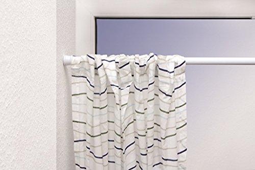 Spannstange Gardinenstange Duschvorhangstange Weiß Metall, ausdrehbar 80-130 cm, vielseitig einsetzbar, ohne Schrauben und Bohren - 3