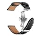 Produktbild Mumuj Echtleder Watch Band , Lederarmbanduhr Band Silber Schmetterlings Schnalle Edelstahlband Gliederarmband Dekorativer Zubehör Uhrenarmband für Huawei GT Uhr 22mm (Schwarz)
