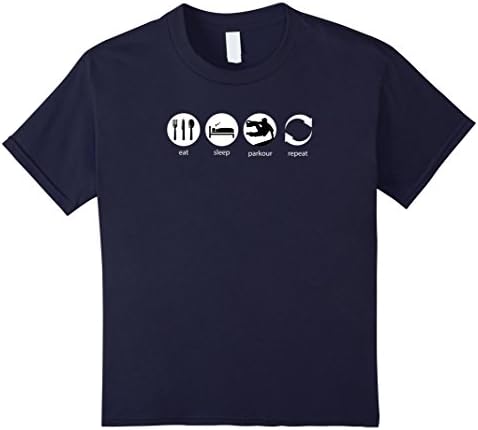 Kids Eat Sleep Parkour Repeat Gear &amp; T-Shirts With Funny Sayings 12 Navy